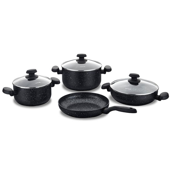 Korkmaz Mia Granit 7 Pcs Cookware Set Black