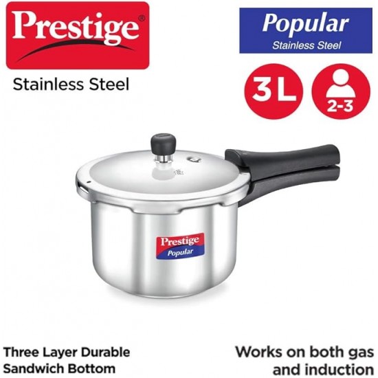 Prestige Popular S/Steel Pressure Cooker 3 Ltrs Prestige Popular S/Steel Pressure Cooker 3 Ltrs