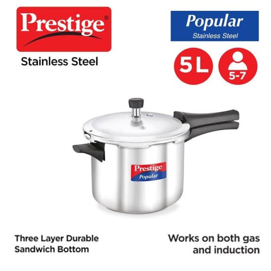 Prestige Popular S/Steel Pressure Cooker 5 Ltrs Prestige Popular S/Steel Pressure Cooker 5 Ltrs