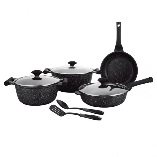 Prestige Essential Granite 9Pcs Cookware Set Black Prestige Essential Granite 9Pcs Cookware Set Black