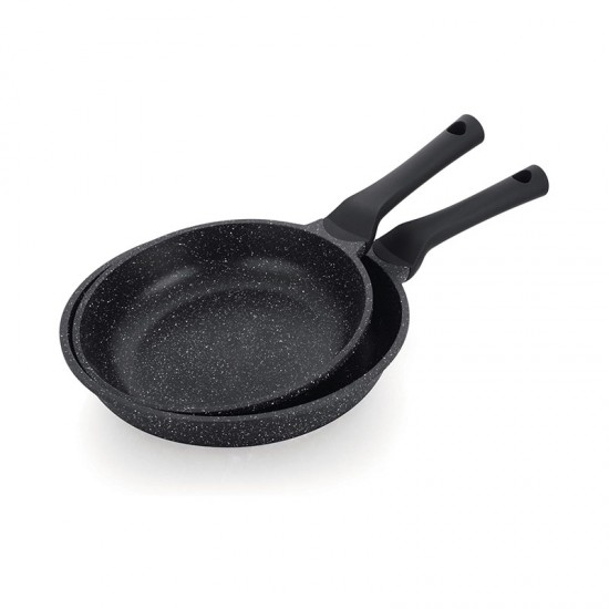 Prestige Essential Granite Frypan Set 24cm+28cm Black