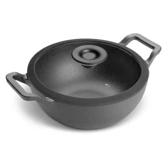 Prestige Cast Iron Deep Kadai 20cm With Glass Lid