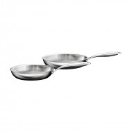 Prestige Triply Stainless Steel Twin Frypan Set 24cm+28cm Prestige Triply Stainless Steel Twin Frypan Set 24cm+28cm